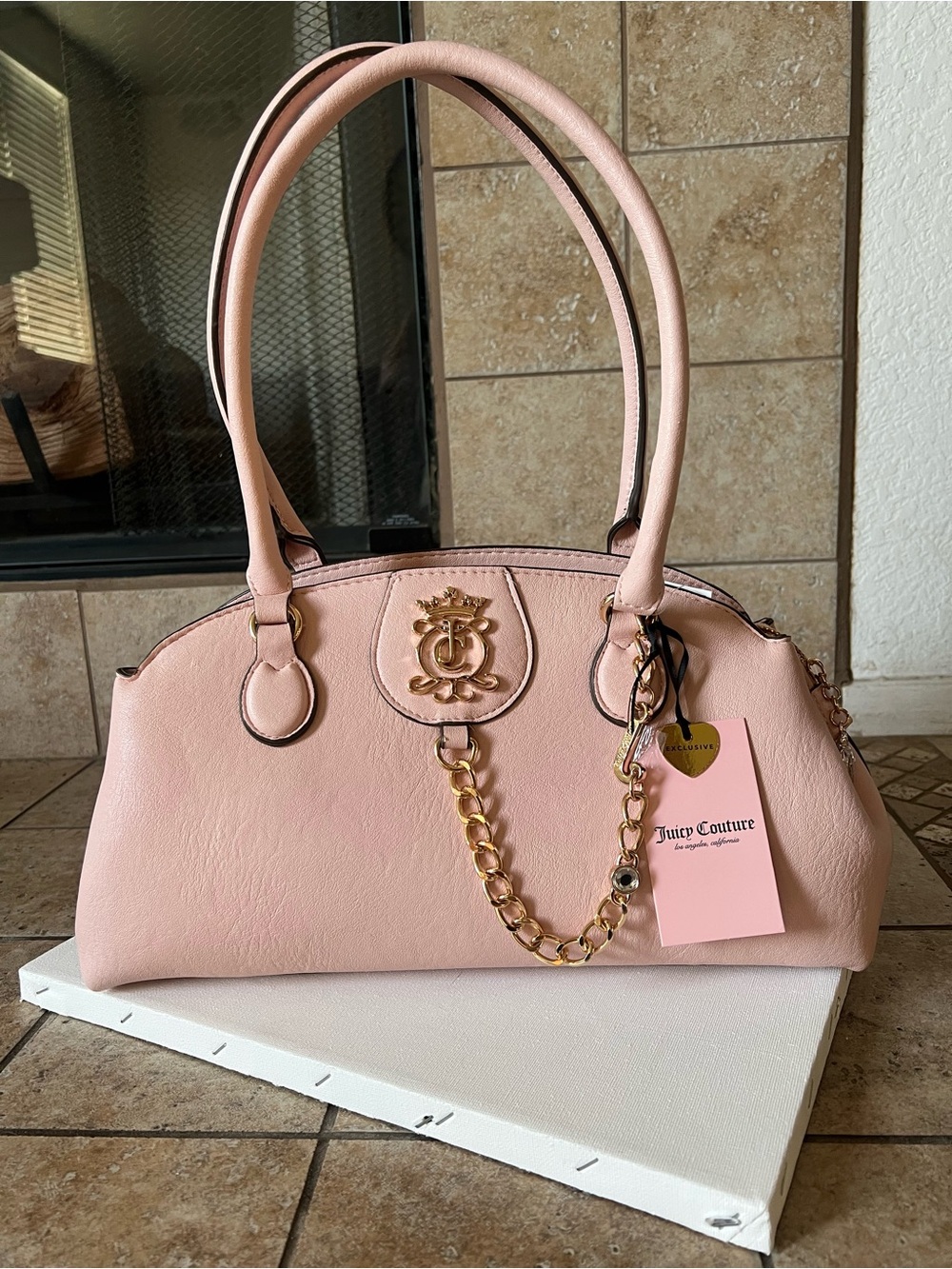 Juicy Couture Pink Satchel with Gold Chain Hardware